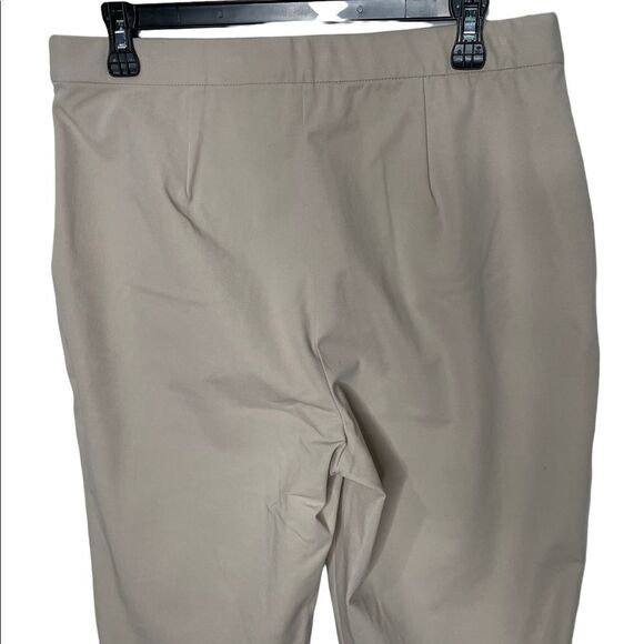 St John Cream Slim Dress Pants w/ Side Zip Closure Front Ankle Slit - Picture 4 of 15